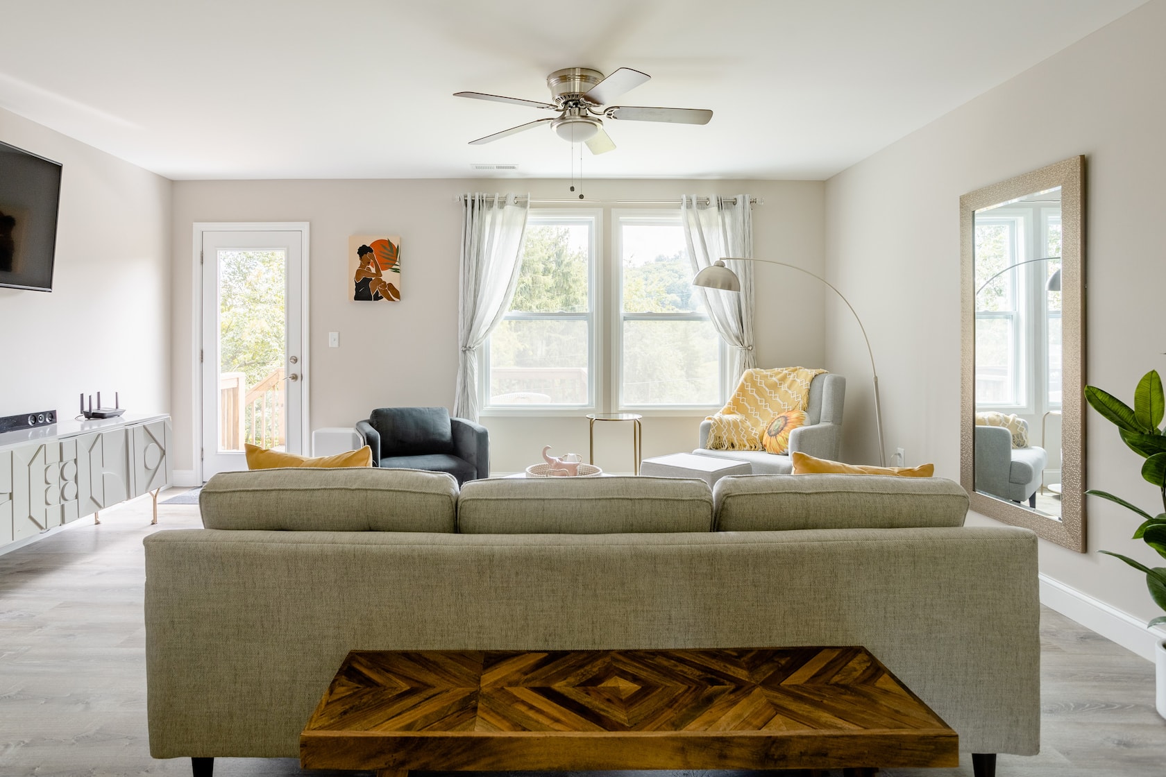 Bright living room with mountain views in Candler, NC
